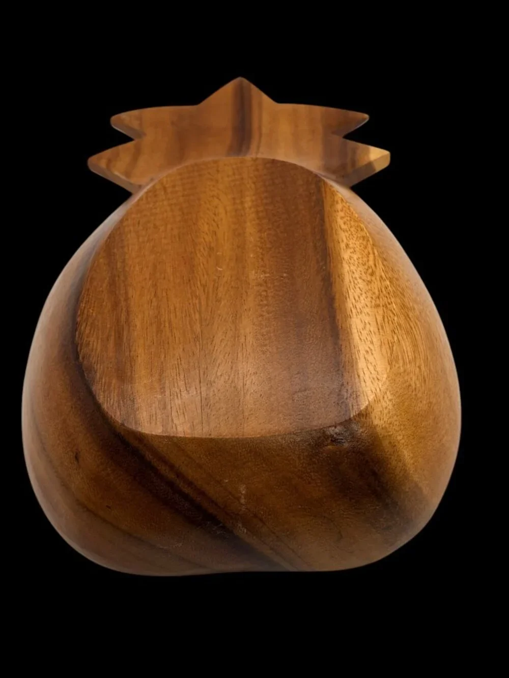 Vintage Hand Carved Wooden Pineapple Bowl | Tropical Acacia Wood Serving Dish